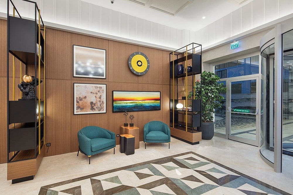 Afyon DTBH entrance hall library wall and seating nook