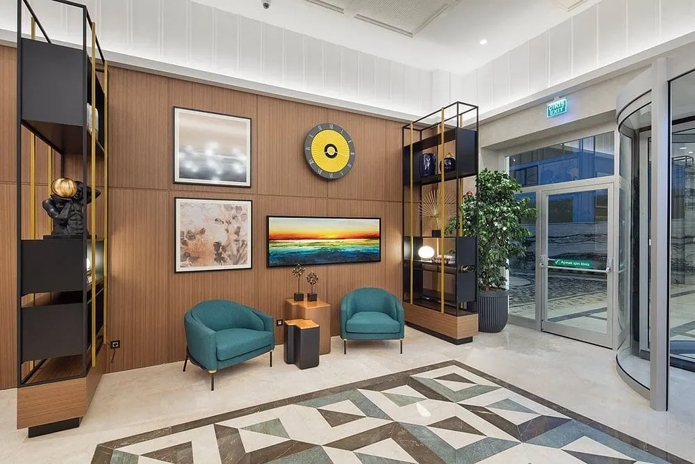 Afyon DTBH entrance hall library wall and seating nook
